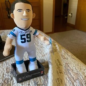 luke kuechly authentic signed bleacher creature